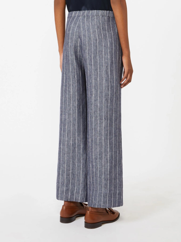 max mara denim-look pinstripe linen trousers