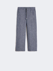 max mara denim-look pinstripe linen trousers for women