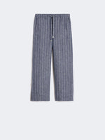 max mara denim-look pinstripe linen trousers for women