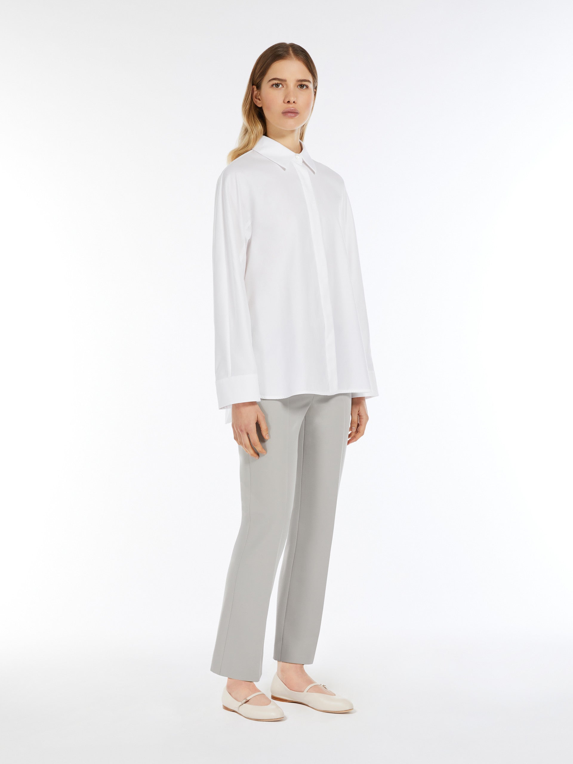 Slim-fit stretch cotton and viscose trousers