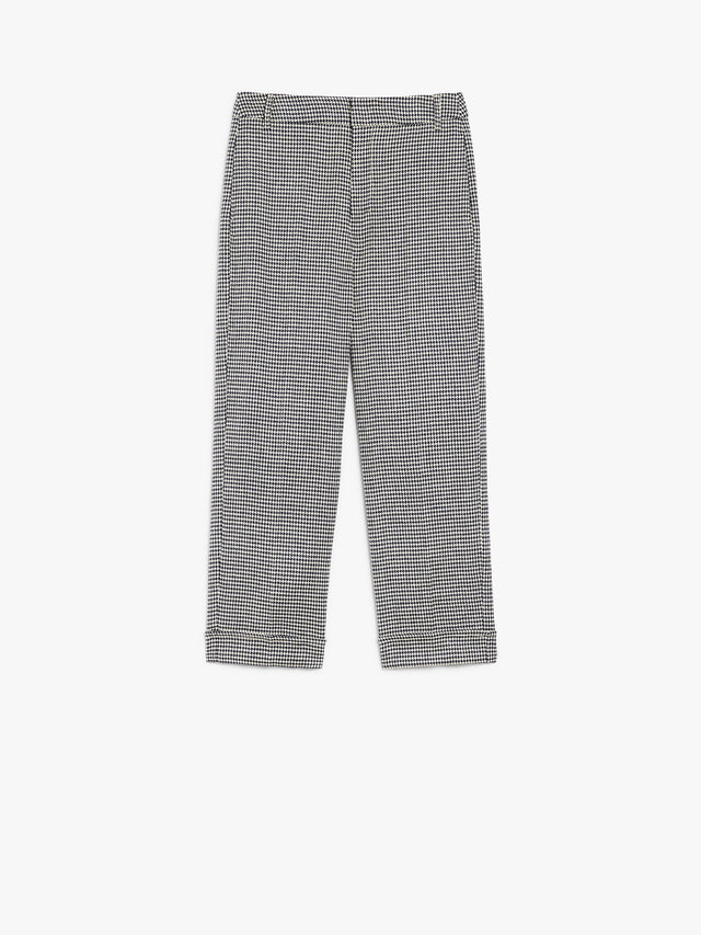 Linen And Cotton Basketweave Trousers for Women - Navy - Max Mara UAE