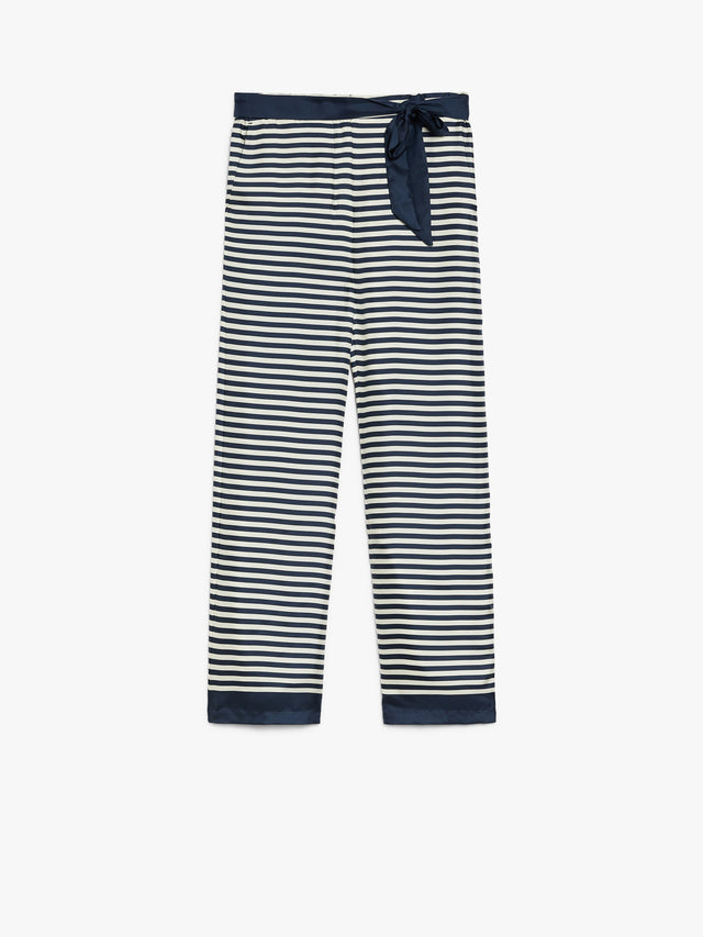 Printed Silk Belted Trousers for Women - Ecru - Max Mara UAE