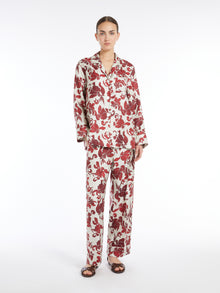 Patterned Twill Pyjama Trousers for Women - Red - Max Mara UAE