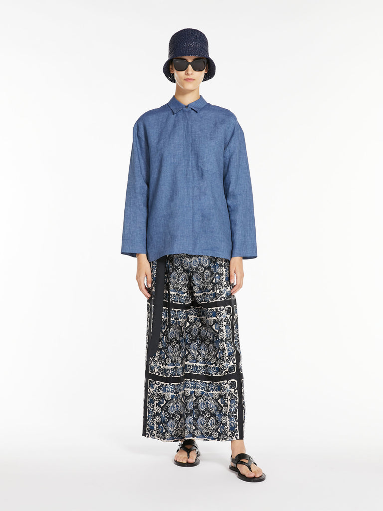 Wide-fit silk twill trousers