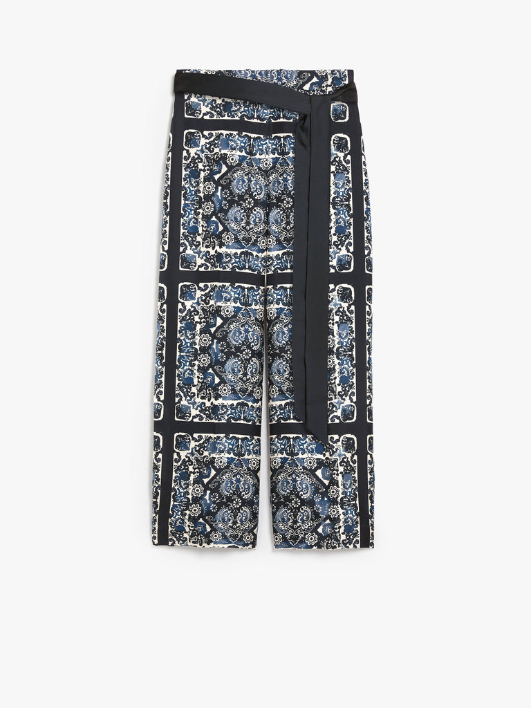 Wide-fit silk twill trousers