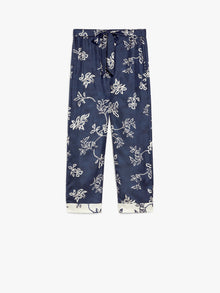 Printed silk belted trousers