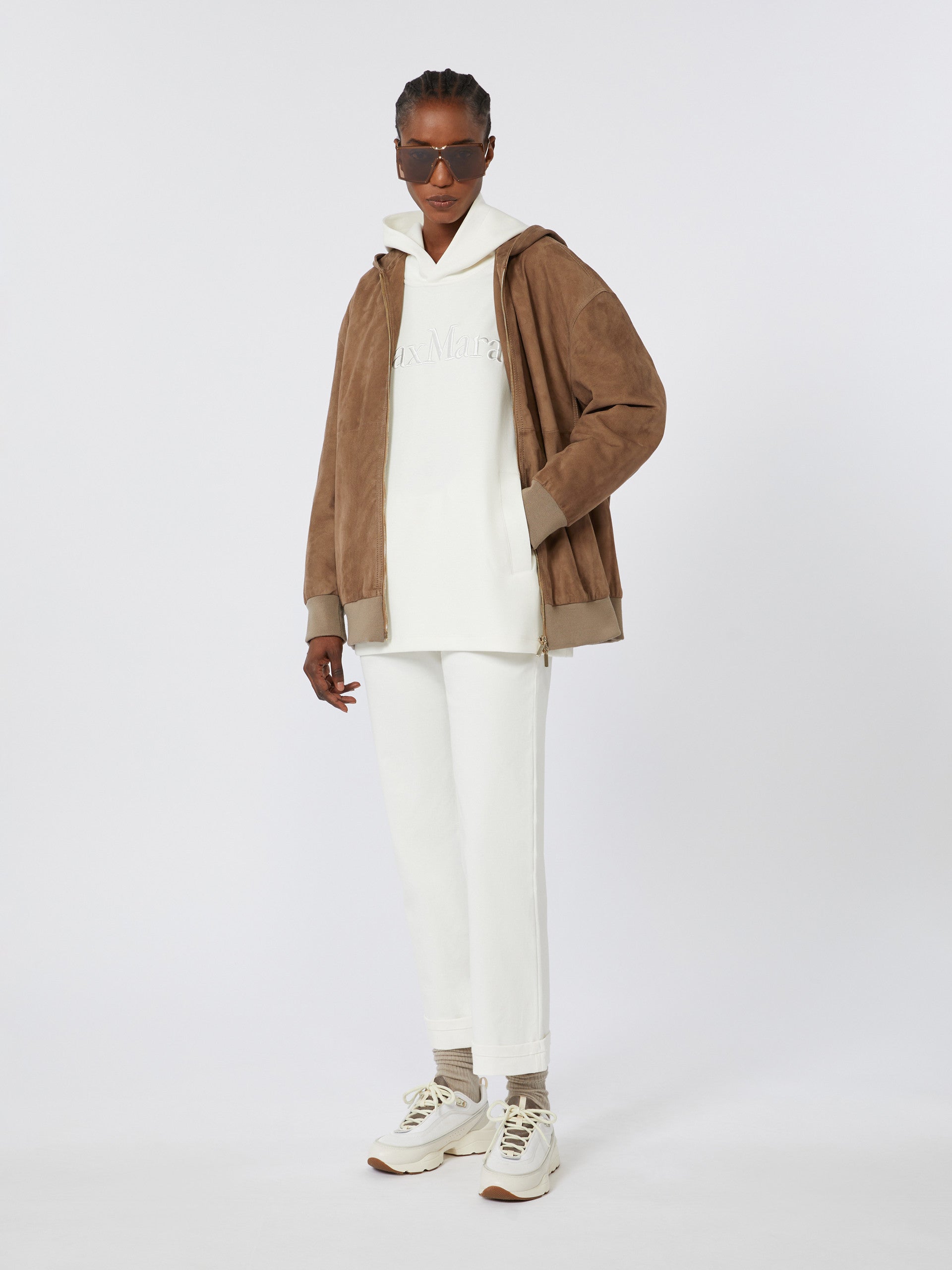 Stretch Cotton Bull Denim Jeans for Women - White - Max Mara UAE