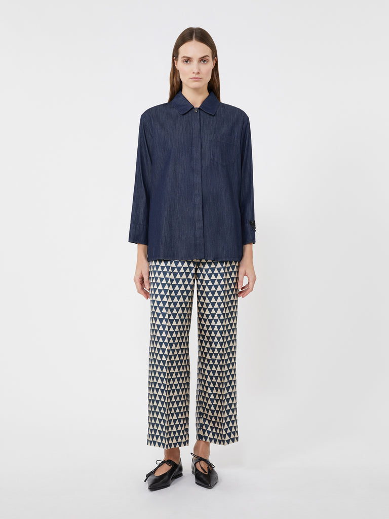 max mara printed silk trousers