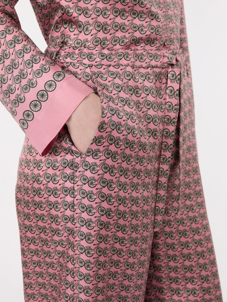 max mara printed silk twill trousers with drawstring