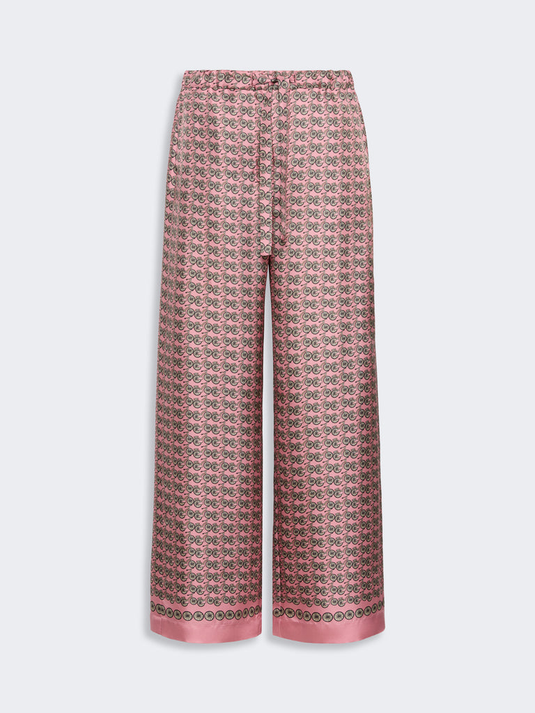 max mara printed silk twill trousers with drawstring