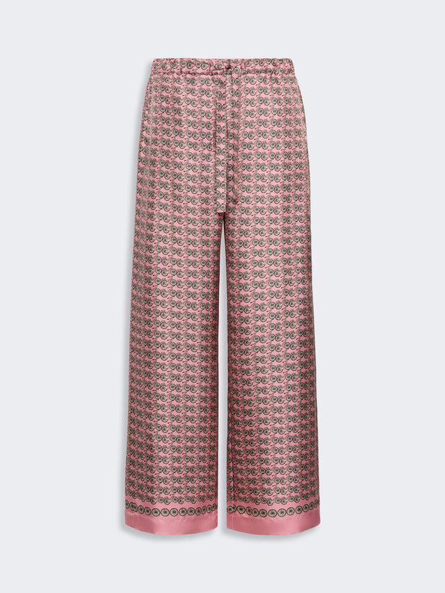 max mara printed silk twill trousers with drawstring for women