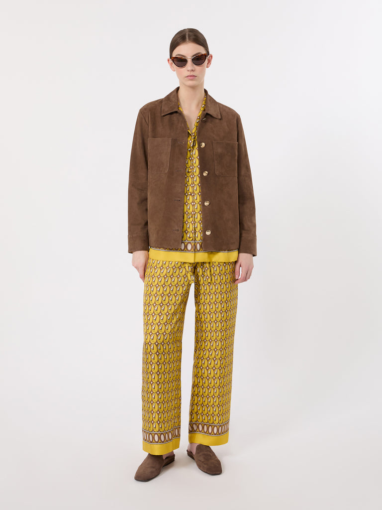 max mara printed silk twill trousers with drawstring
