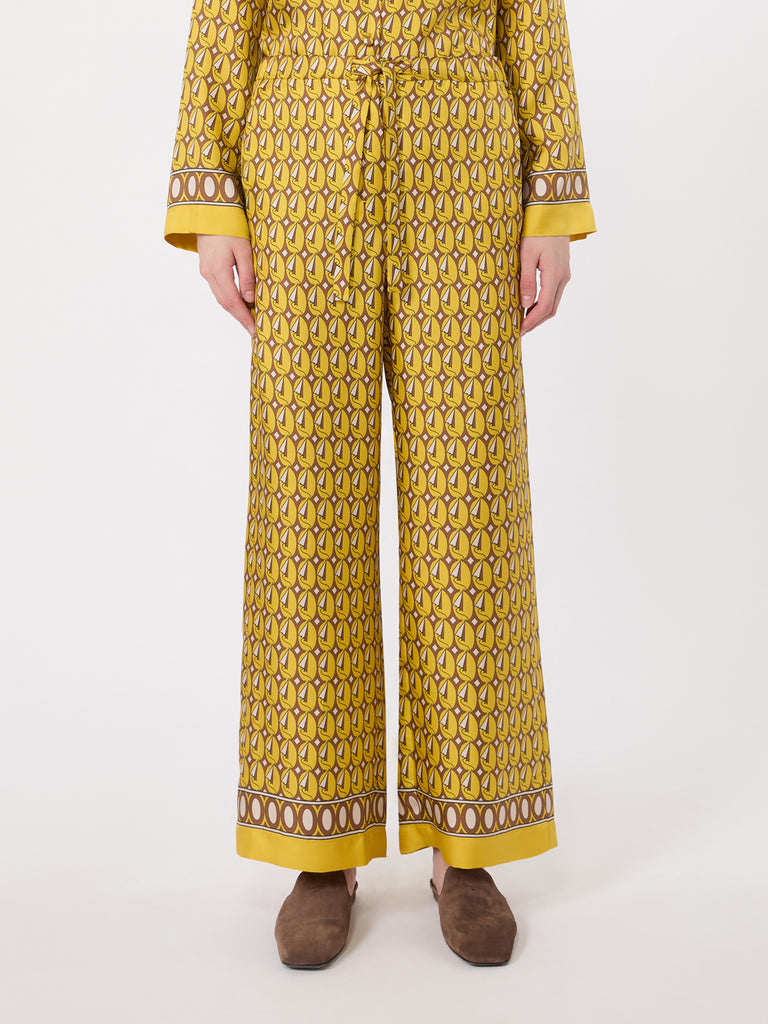 max mara printed silk twill trousers with drawstring
