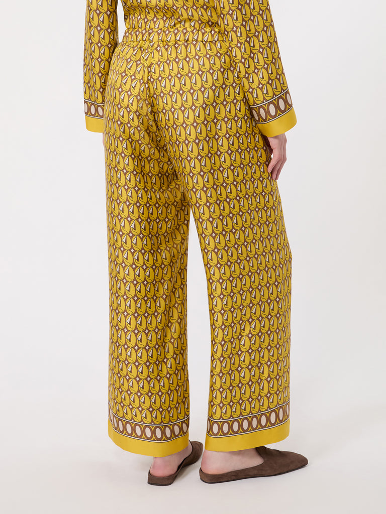 max mara printed silk twill trousers with drawstring
