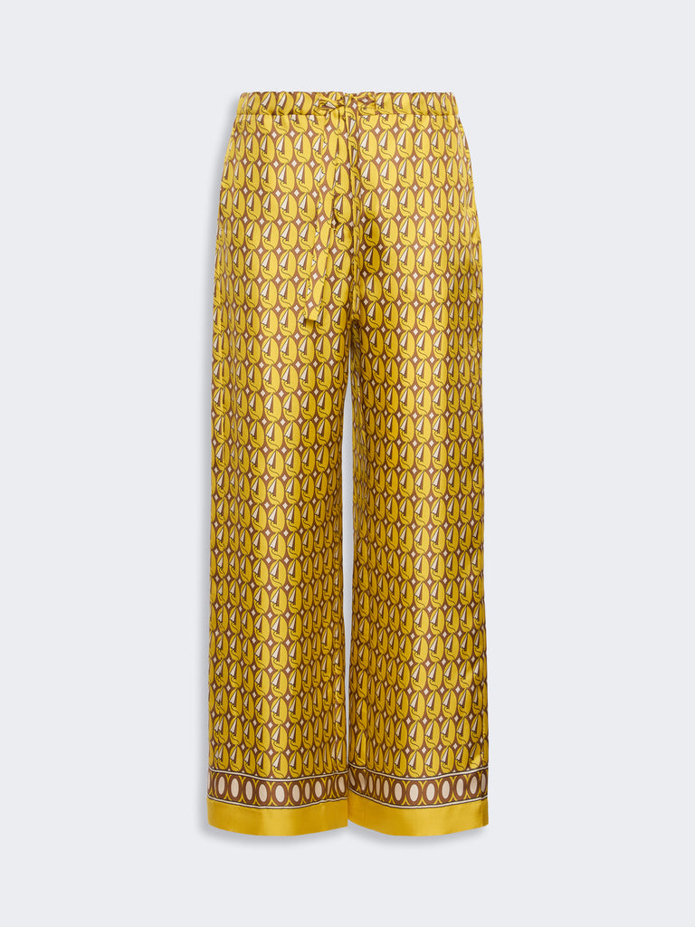 max mara printed silk twill trousers with drawstring
