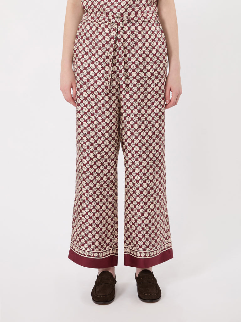max mara printed silk twill trousers with drawstring