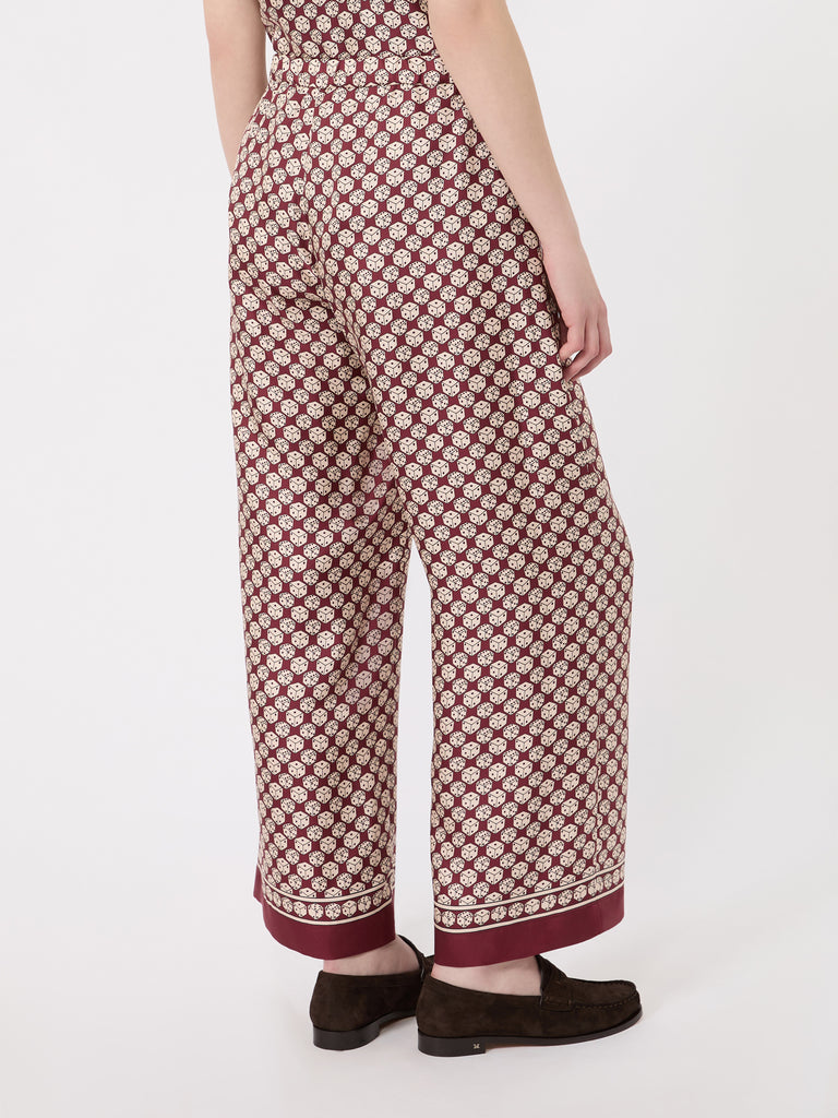 max mara printed silk twill trousers with drawstring