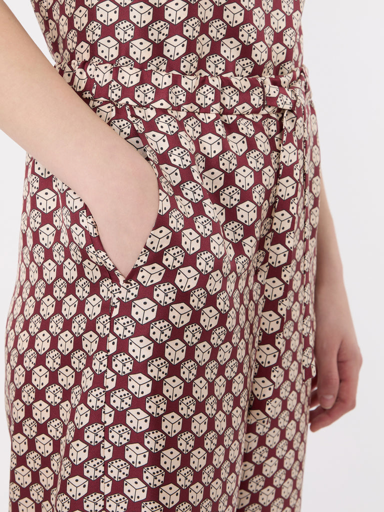 max mara printed silk twill trousers with drawstring