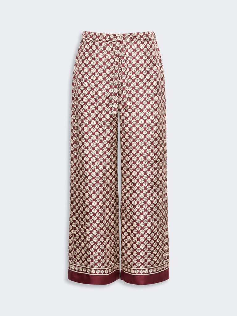 max mara printed silk twill trousers with drawstring