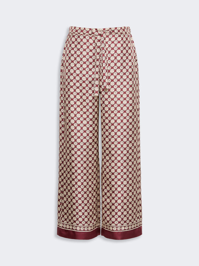 max mara printed silk twill trousers with drawstring for women