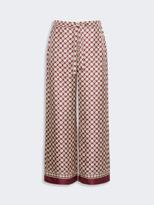 Printed Silk Twill Trousers With Drawstring for Women - Bordeaux - Max Mara UAE