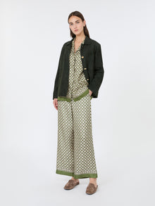 max mara printed silk twill trousers with drawstring for women