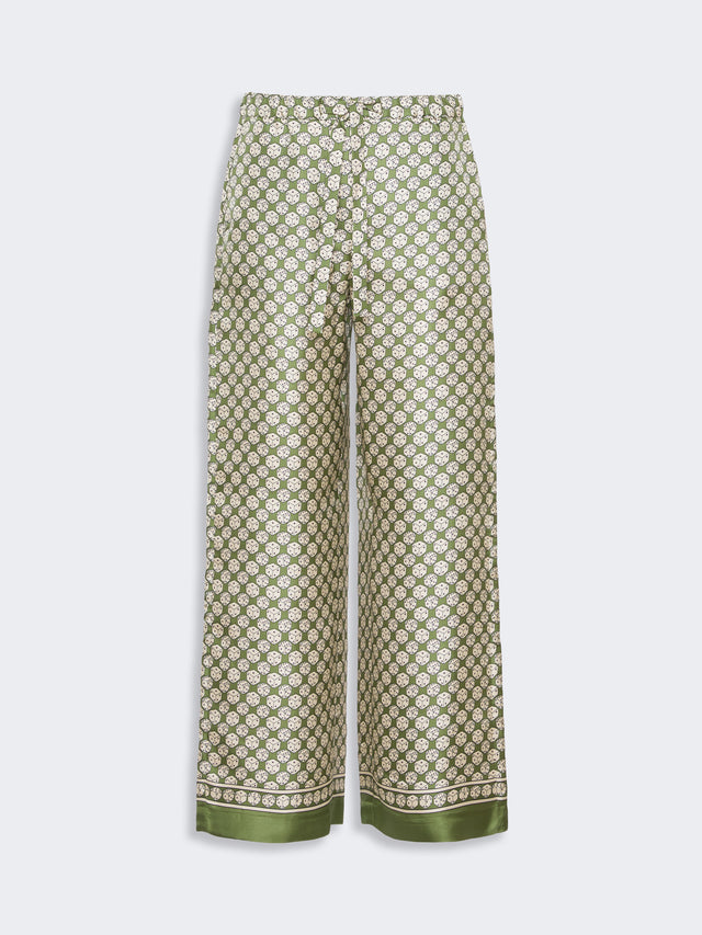 max mara printed silk twill trousers with drawstring for women