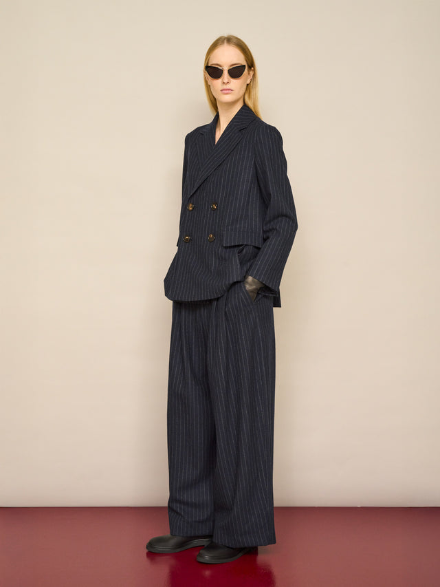 max mara chalk-stripe wool trousers for women