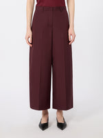 Cotton Poplin Trousers for Women - Dark Red - Max Mara UAE