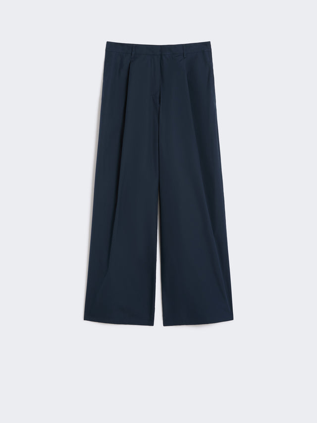 Wide-Fit Cotton Poplin Trousers for Women - Ultramarine - Max Mara UAE
