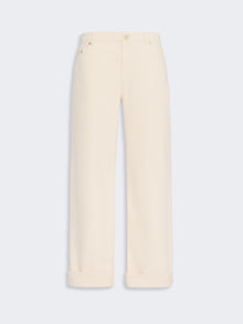 Cotton Bull Denim Trousers for Women - Natural - Max Mara UAE
