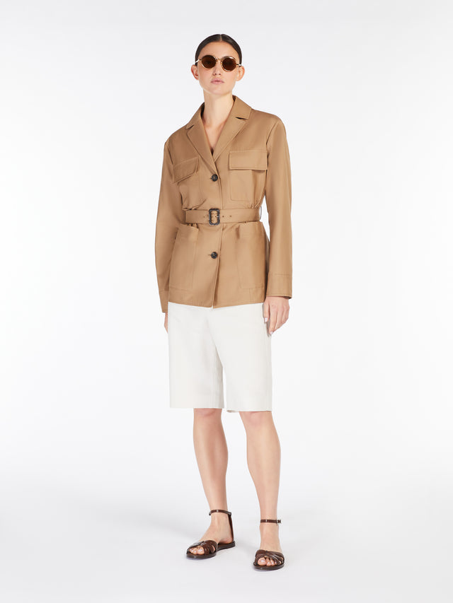 Cotton And Linen Twill Bermuda Shorts for Women - Ecru - Max Mara UAE