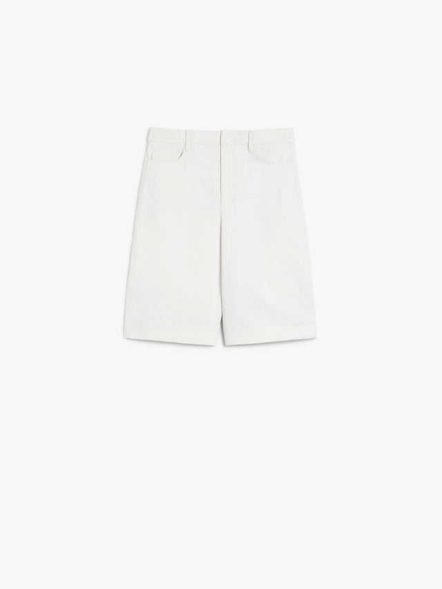 Cotton And Linen Twill Bermuda Shorts for Women - Ecru - Max Mara UAE