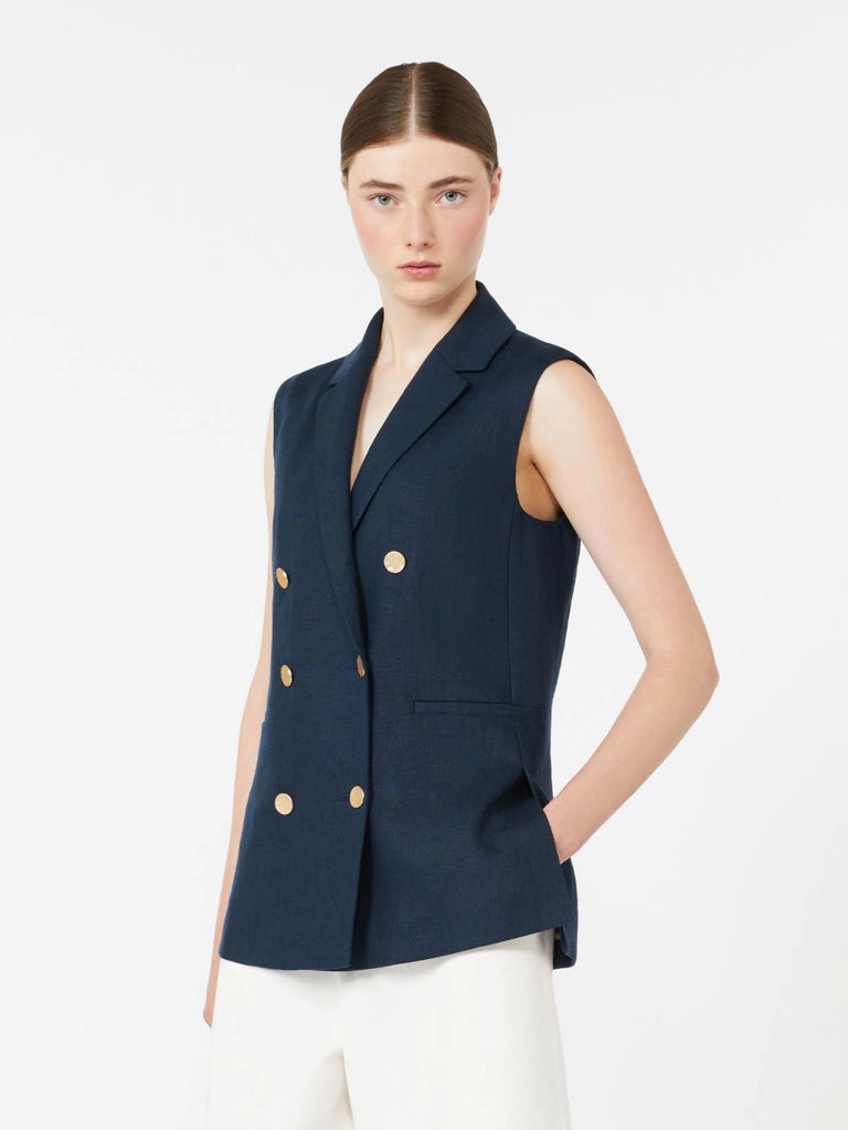 max mara linen basketweave gilet