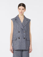 Pinstriped linen Batavia gilet with a denim effect