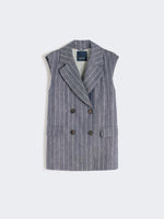 Pinstriped linen Batavia gilet with a denim effect
