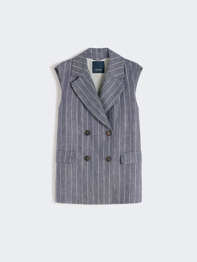 max mara pinstriped linen batavia gilet with a denim effect