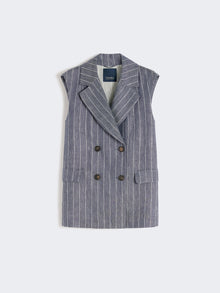 Pinstriped linen Batavia gilet with a denim effect