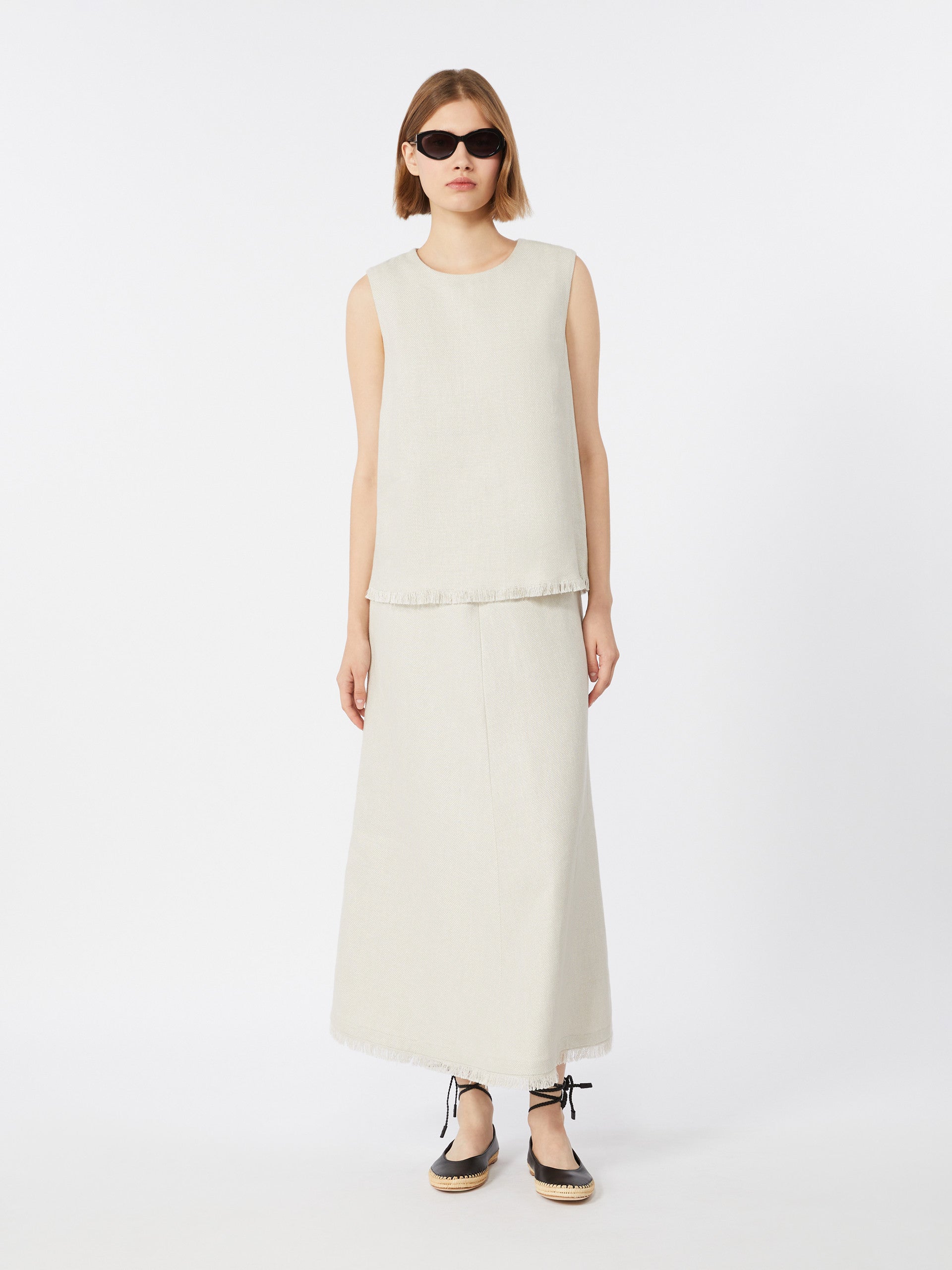 max mara cotton and linen basketweave top for women