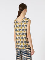 Reversible Printed Silk Top for Women - Mustard - Max Mara UAE