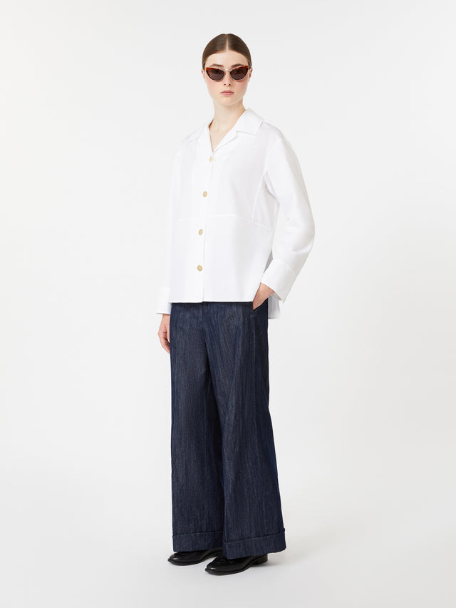 max mara straight-fit cotton and linen denim trousers for women