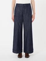 max mara straight-fit cotton and linen denim trousers for women