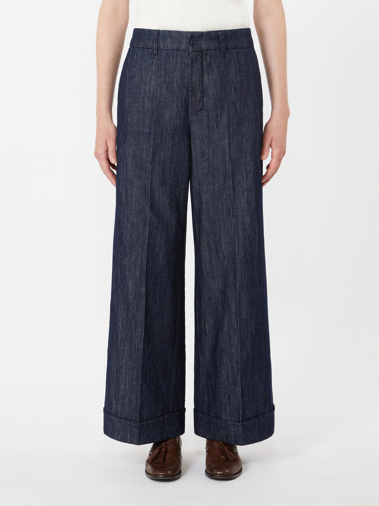 max mara straight-fit cotton and linen denim trousers