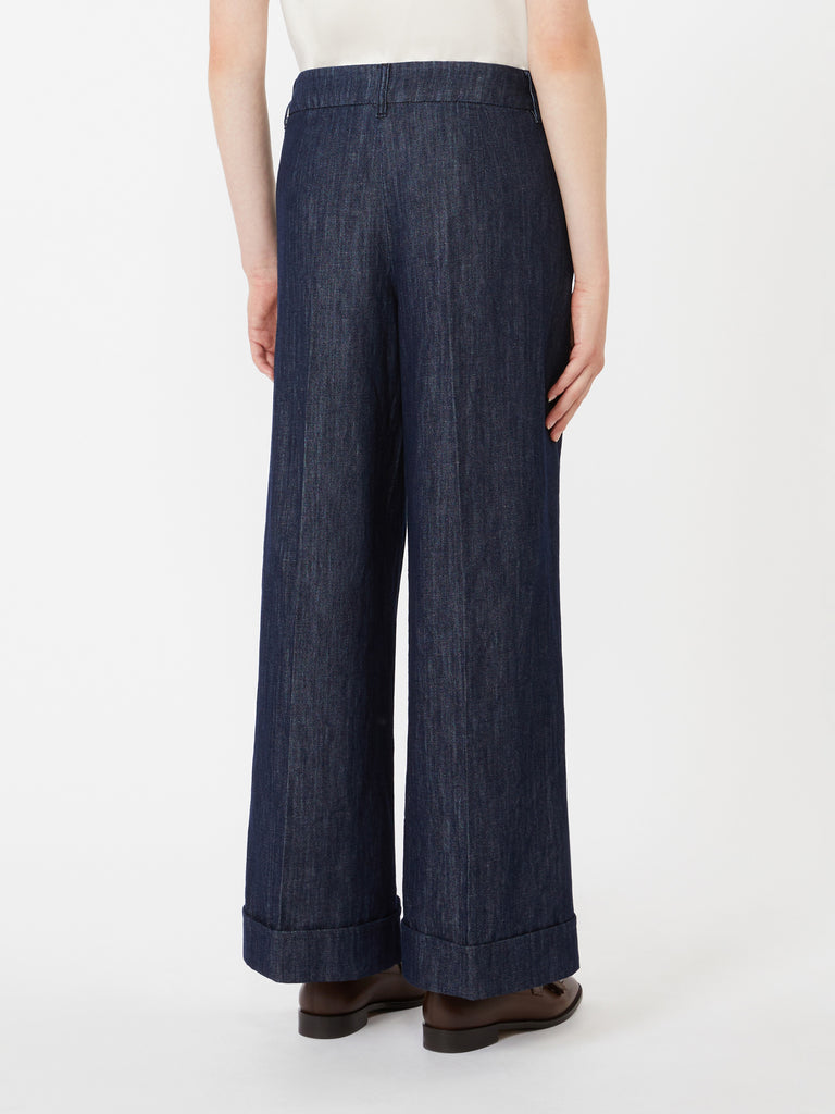 max mara straight-fit cotton and linen denim trousers