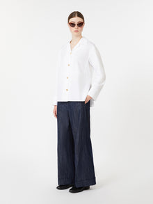 max mara straight-fit cotton and linen denim trousers for women