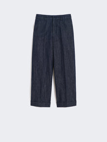 max mara straight-fit cotton and linen denim trousers for women