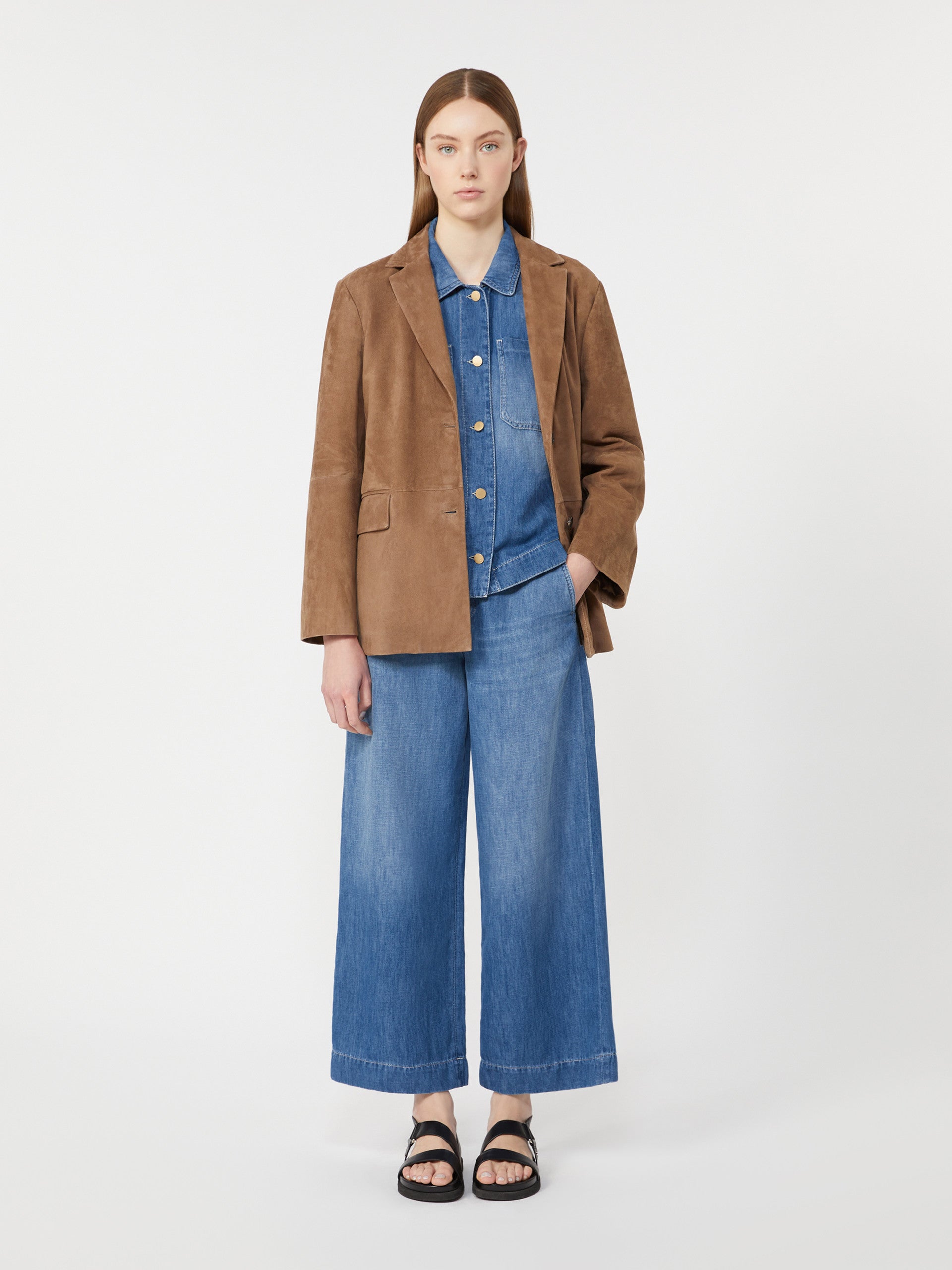 max mara cotton and linen denim jeans for women