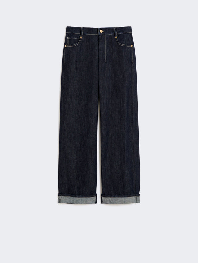 Denim Turn-Up Jeans for Women - Ultramarine - Max Mara UAE