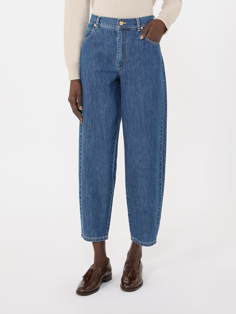 Cotton denim candle-leg jeans