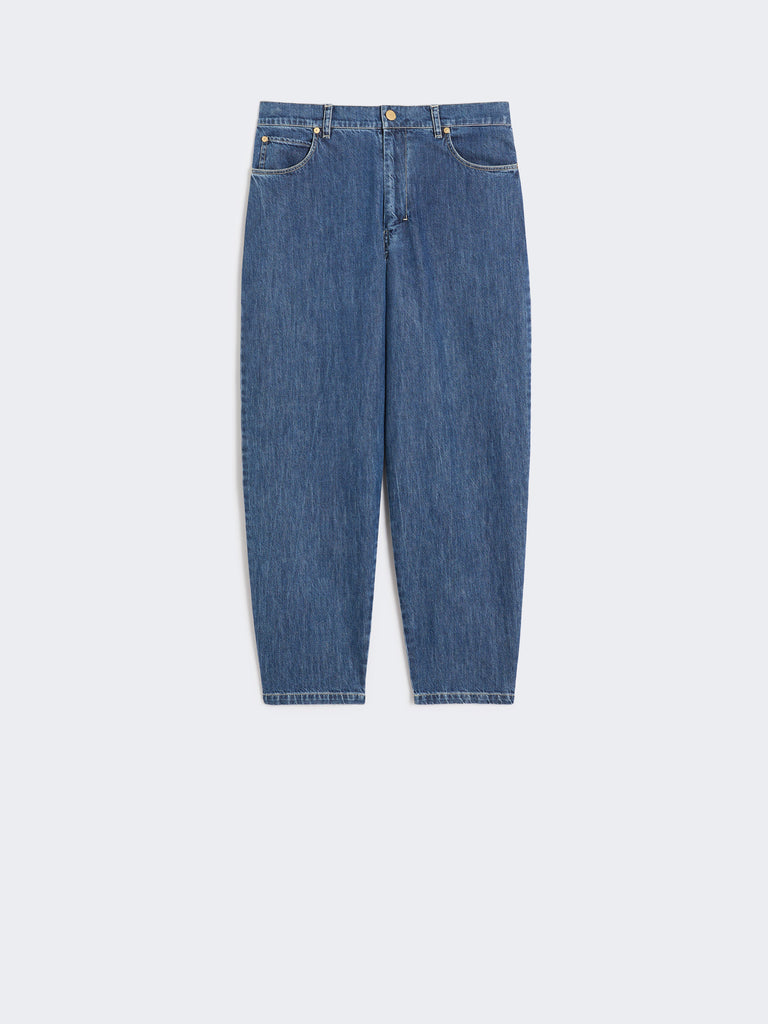 Cotton denim candle-leg jeans